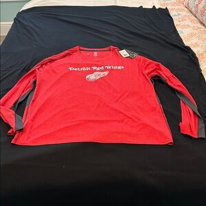 NHL Detroit Red Wings Long Sleeve Shirt - Red and Gray